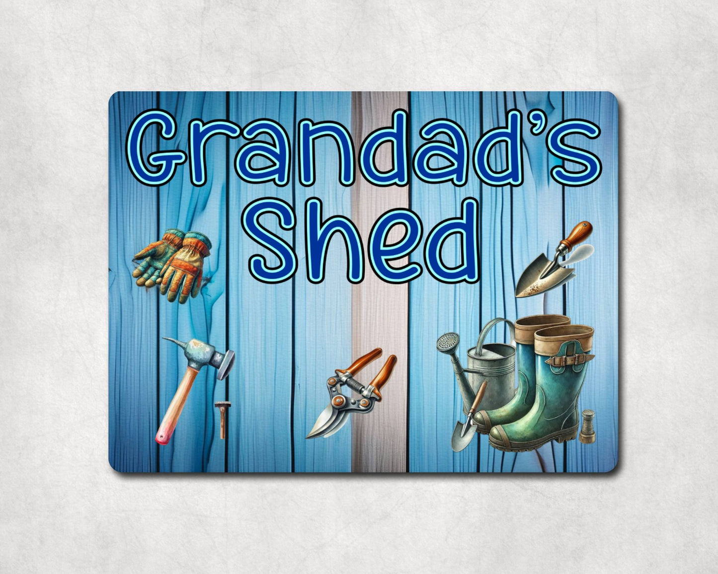 Garden Metal Sign Gift - Grandad's Shed - BLUE - Cute Fun Novelty Family Allotment Aluminium Present