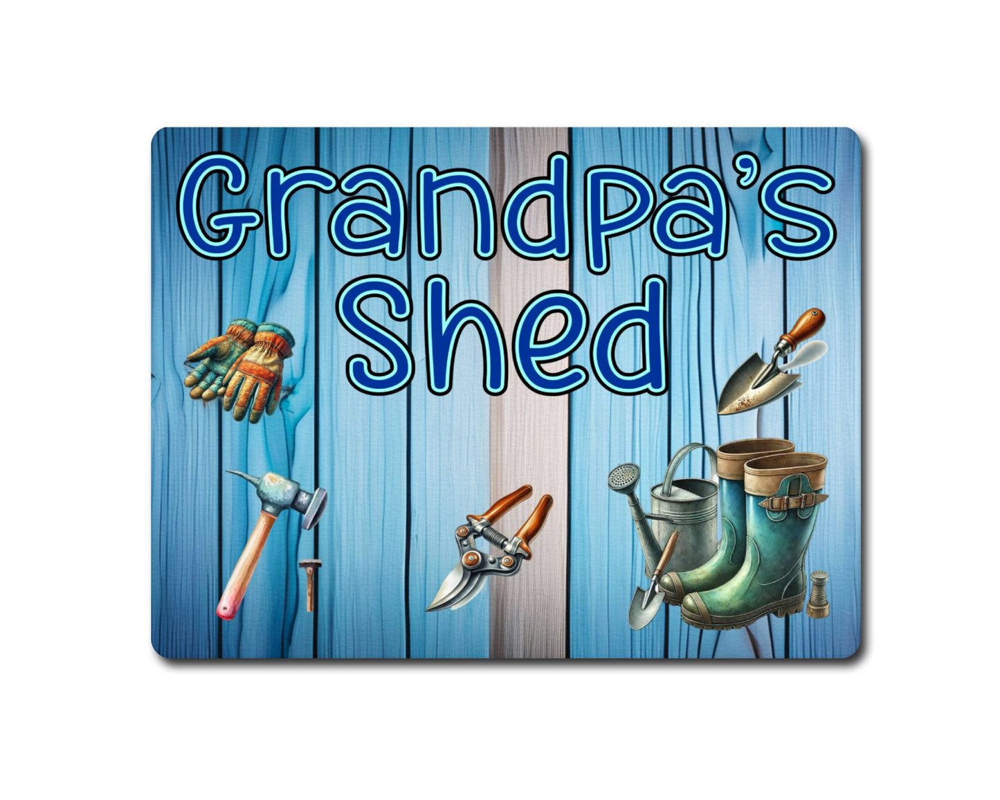 Garden Metal Sign Gift - Grandpa's Shed - BLUE - Cute Fun Novelty Family Allotment Aluminium Present