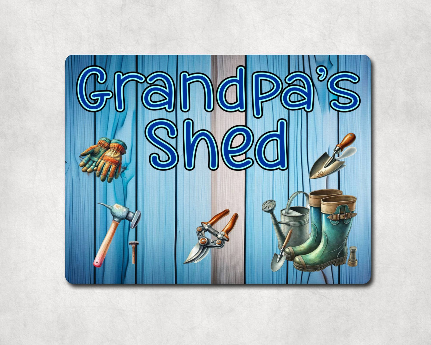 Garden Metal Sign Gift - Grandpa's Shed - BLUE - Cute Fun Novelty Family Allotment Aluminium Present