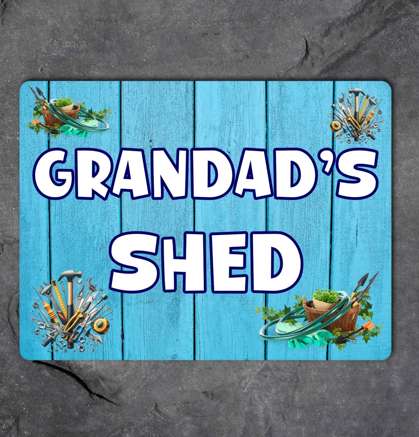 Grandad Metal Sign Gift - Grandad's Shed - Cute Fun Novelty Family Aluminium Present