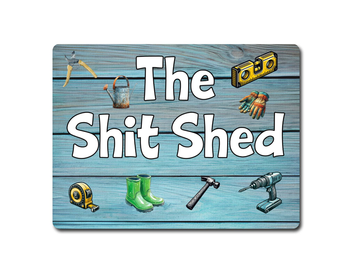 Garden Metal Sign Gift - The Shit Shed - Cute Fun Novelty Family Allotment Aluminium Present