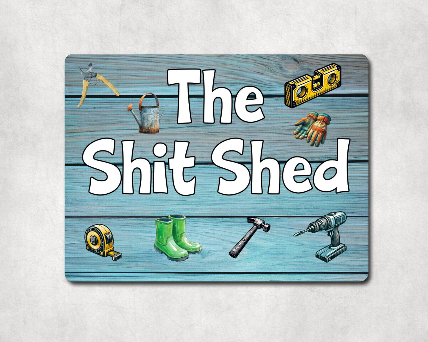 Garden Metal Sign Gift - The Shit Shed - Cute Fun Novelty Family Allotment Aluminium Present