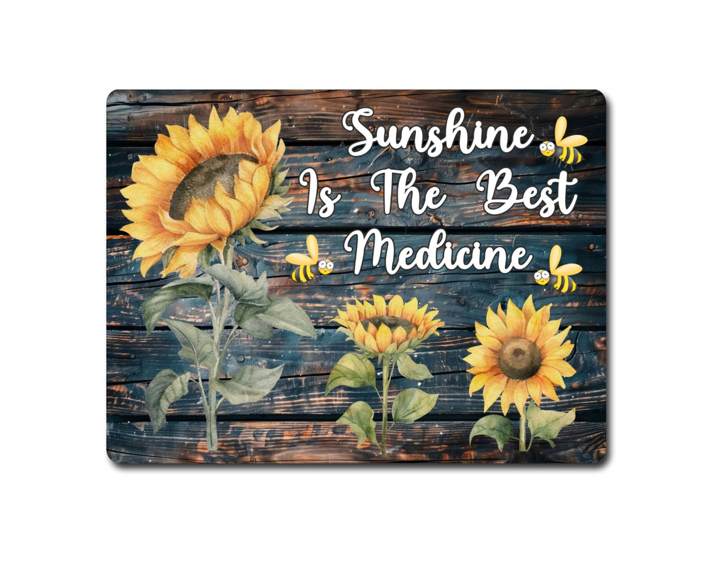 Garden Metal Sign Gift - Sunshine Is The Best Medicine - Cute Fun Novelty Family Allotment Aluminium Present