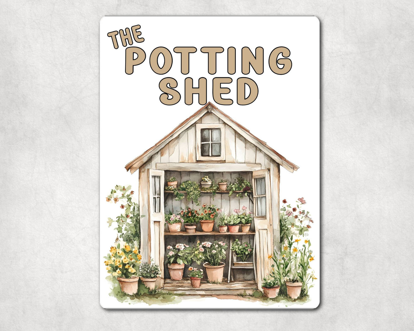 Gardening Metal Sign Gift - The Potting Shed - Beige - Cute Fun Novelty Family Aluminium Present