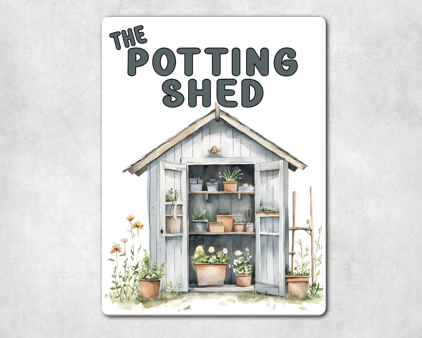 Gardening Metal Sign Gift - The Potting Shed - Grey - Cute Fun Novelty Family Aluminium Present