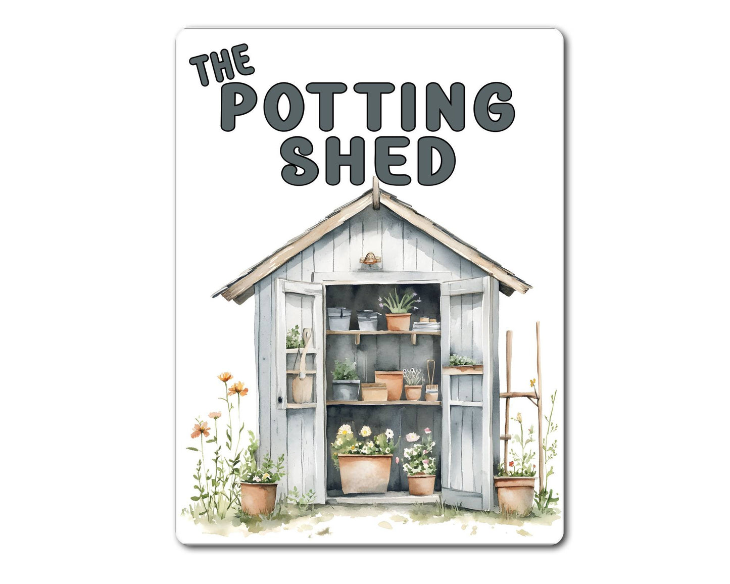 Gardening Metal Sign Gift - The Potting Shed - Grey - Cute Fun Novelty Family Aluminium Present