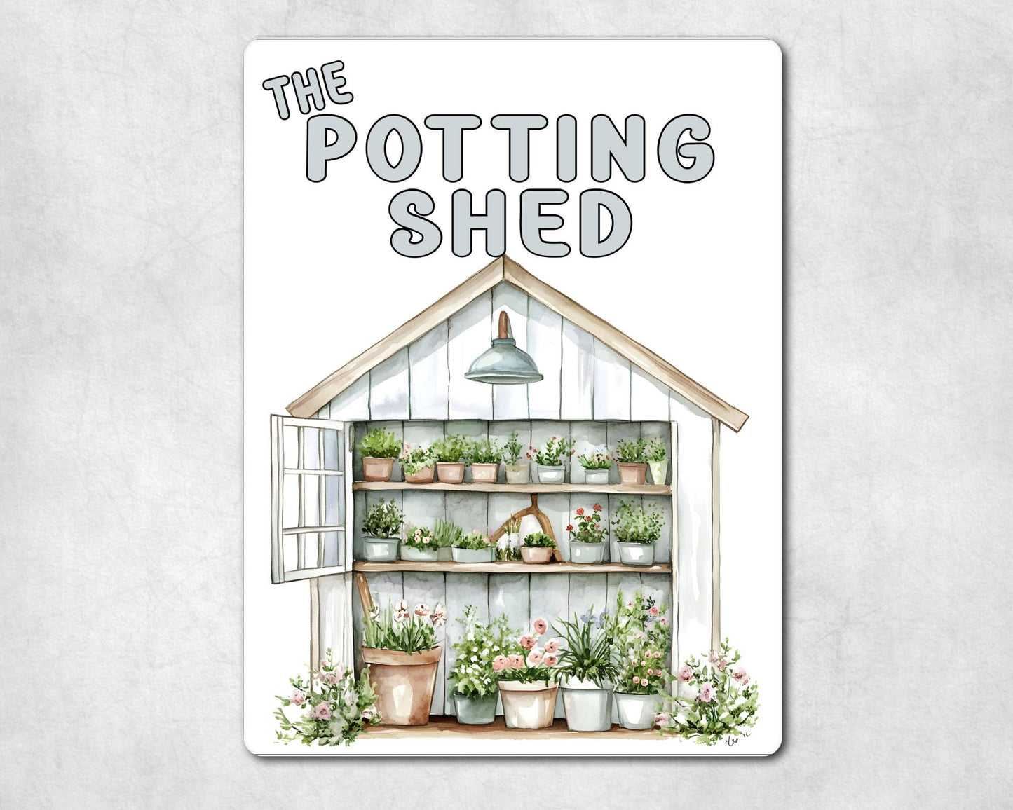Gardening Metal Sign Gift - The Potting Shed - White - Cute Fun Novelty Family Aluminium Present