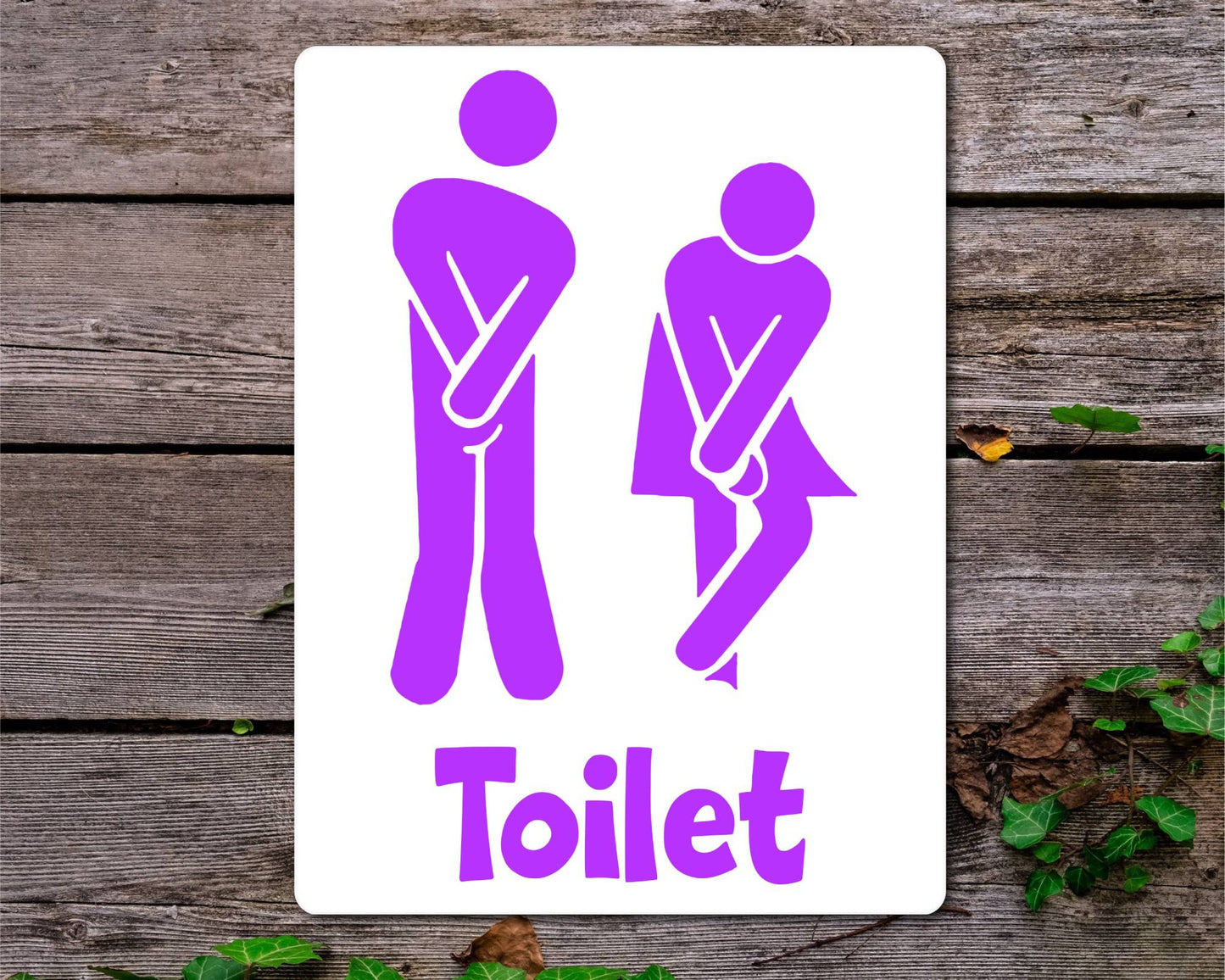 Bathroom Metal Sign Gift - Funny Toilet Sign - PURPLE - Cute Fun Novelty Aluminium Present