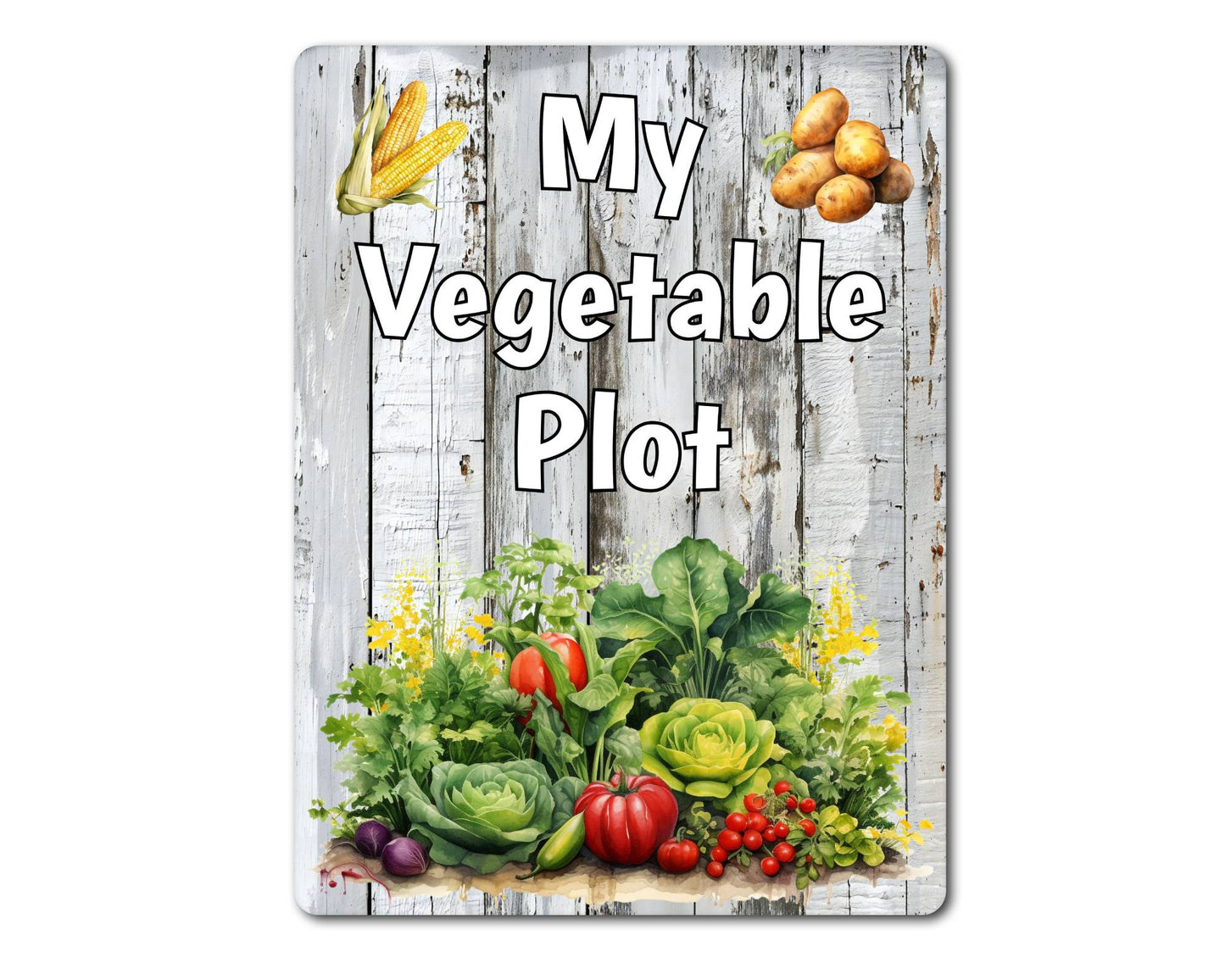 Gardening Metal Sign Gift - My Vegetable Plot - Cute Fun Novelty Family Allotment Aluminium Present
