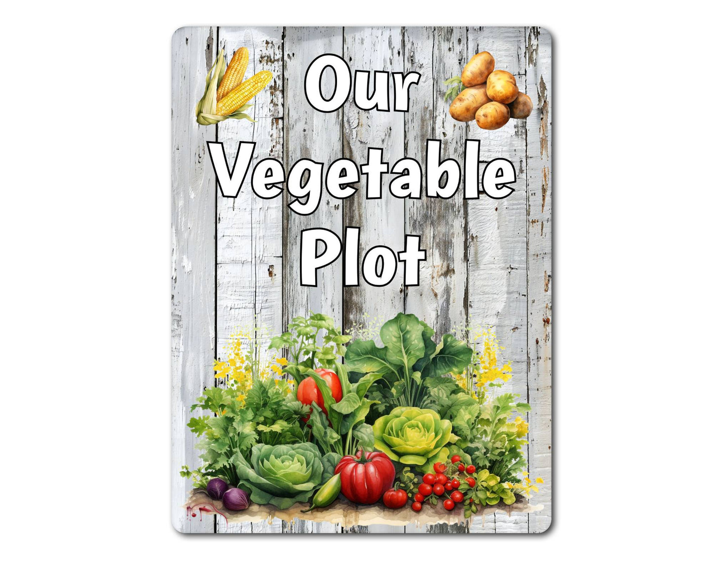 Gardening Metal Sign Gift - Our Vegetable Plot - Cute Fun Novelty Family Allotment Aluminium Present