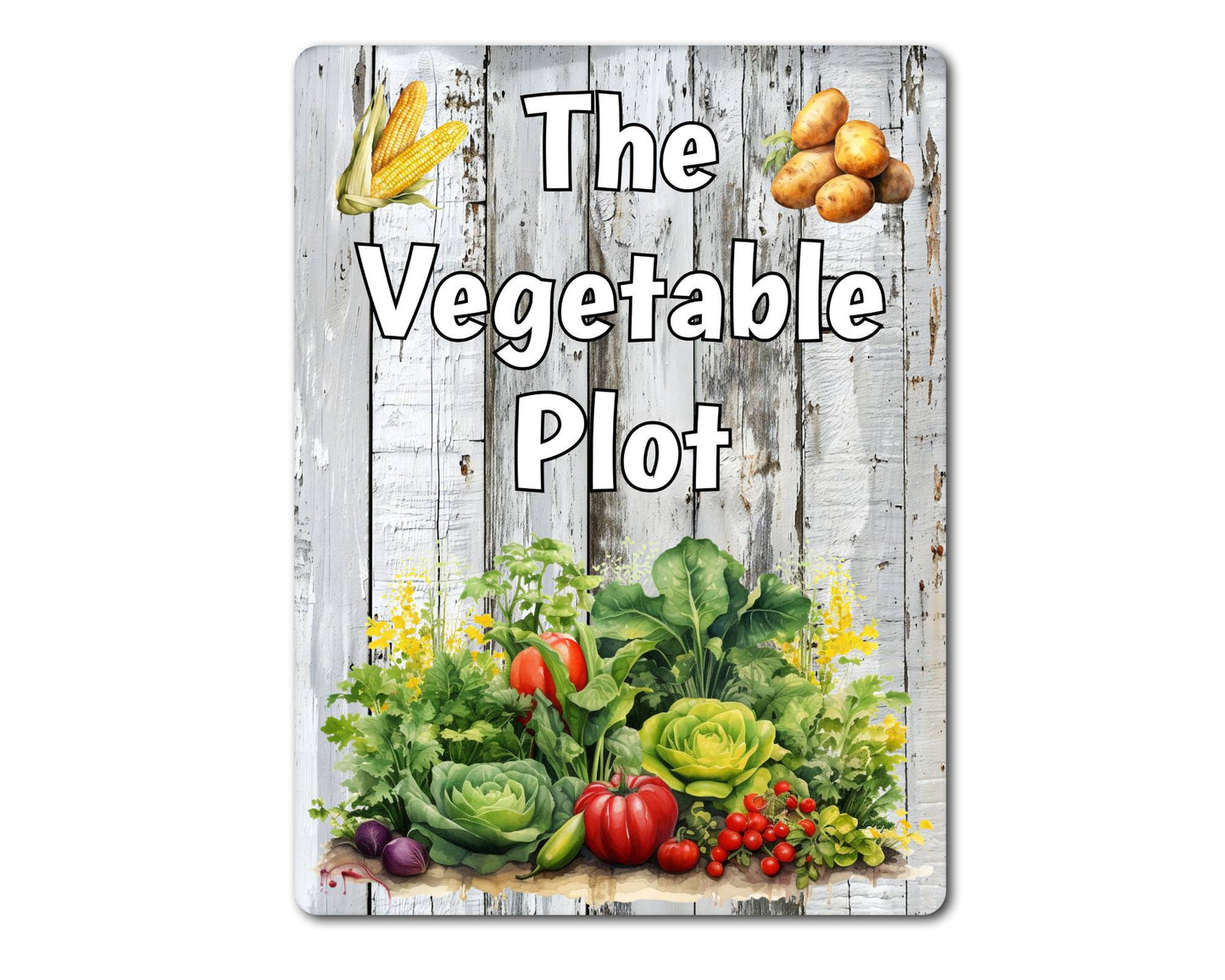 Gardening Metal Sign Gift - The Vegetable Plot - Cute Fun Novelty Family Allotment Aluminium Present