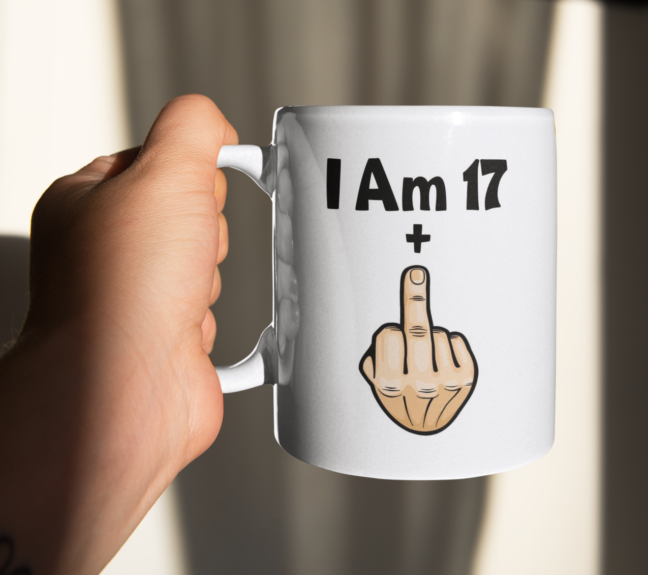 Funny Rude Mug Gift I'm 17 + Middle Finger Cute Funny Novelty Cup 18th Birthday Present