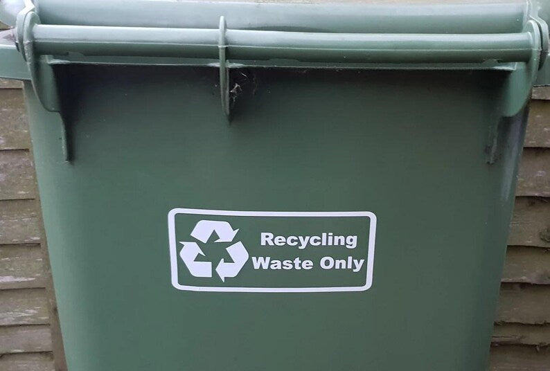 Bin Sticker Recycling Waste Only Refuse Wheelie Bin Warning Decal - Small and Large Sizes