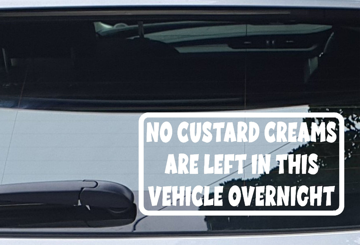 Car Sticker No Custard Creams Are Left In Vehicle Overnight Funny Novelty Van Window Bumper Boot Door Decal
