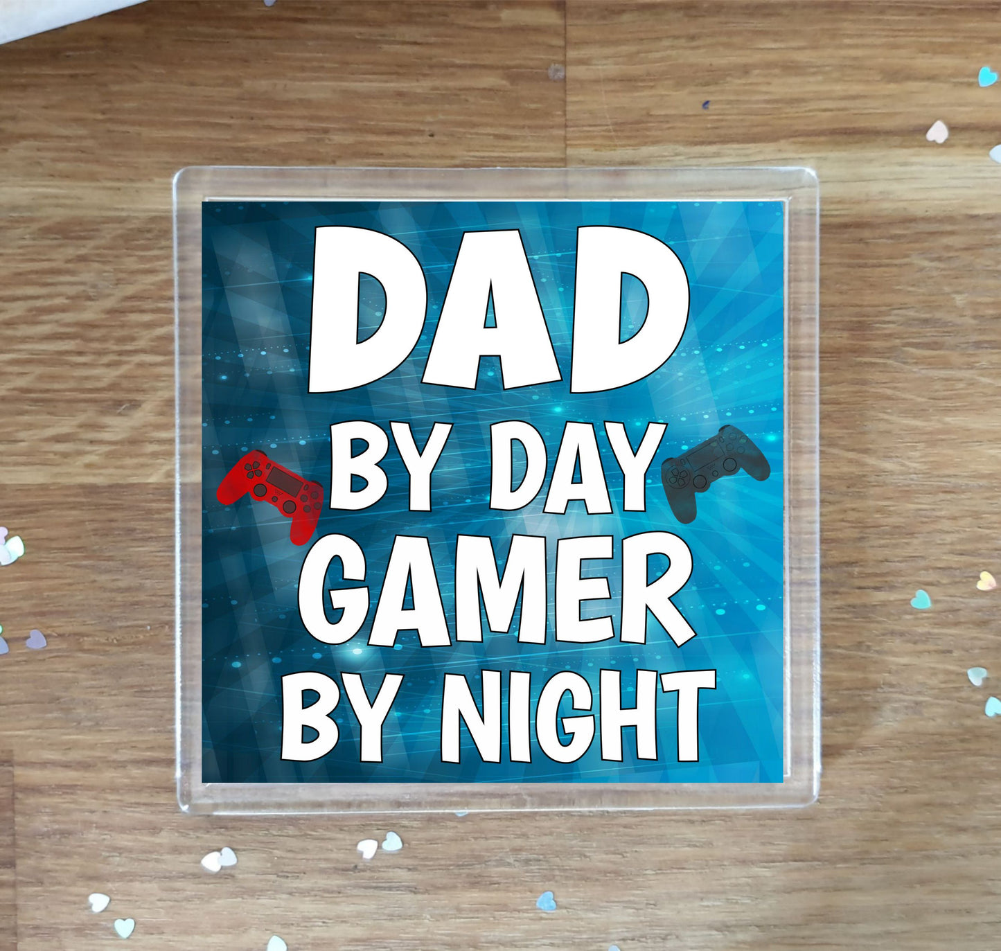 Dad Gaming PS4 Coaster Gift - Dad By Day Gamer By Night - Cute Fun Cheeky Novelty Present