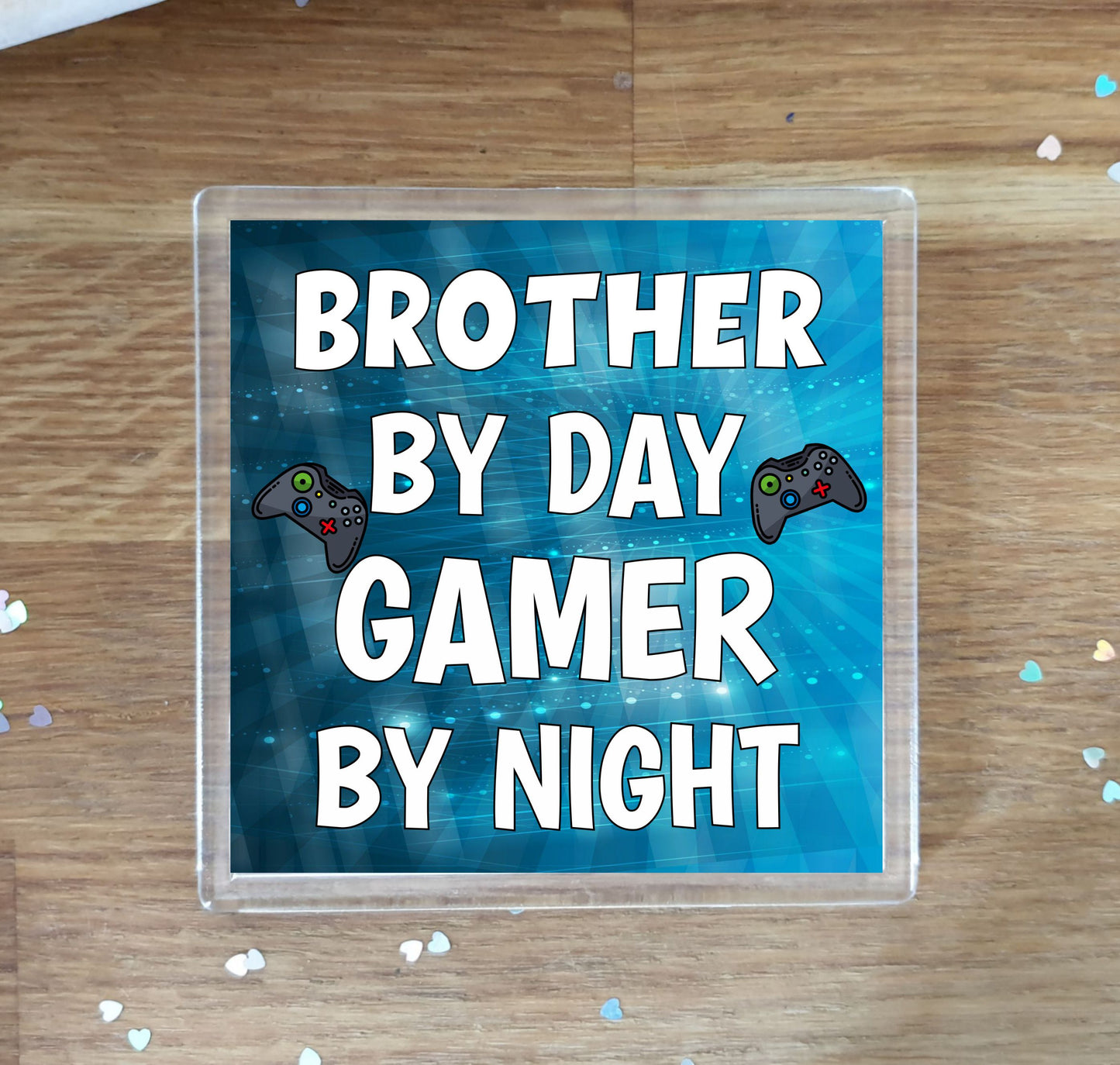 Brother Gaming XBOX Coaster Gift - Brother By Day Gamer By Night - Cute Fun Cheeky Novelty Present