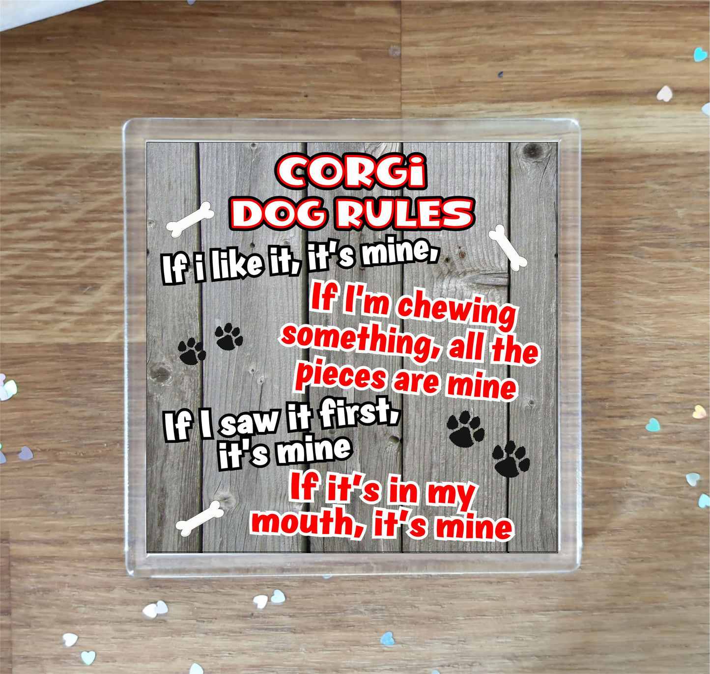 Corgi Coaster Gift - Dog Rules - If I Like It It's Mine - Novelty Cute Pet Owner Mug Cup Coaster Present
