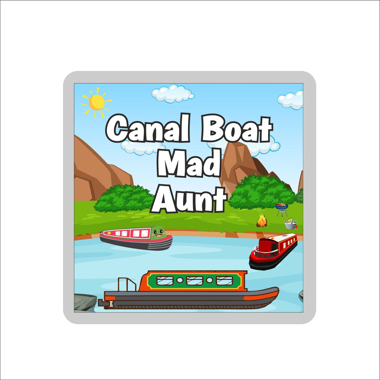 Aunt Canal Boat Coaster Gift - Canal Boat Mad Aunt - Nice Fun Cute Novelty Present