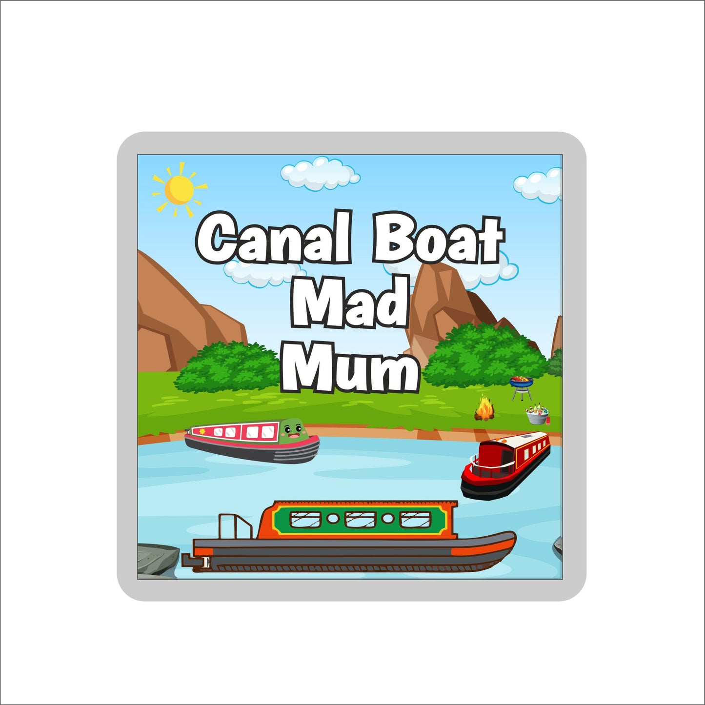 Mum Canal Boat Coaster Gift - Canal Boat Mad Mum - Nice Fun Cute Novelty Present