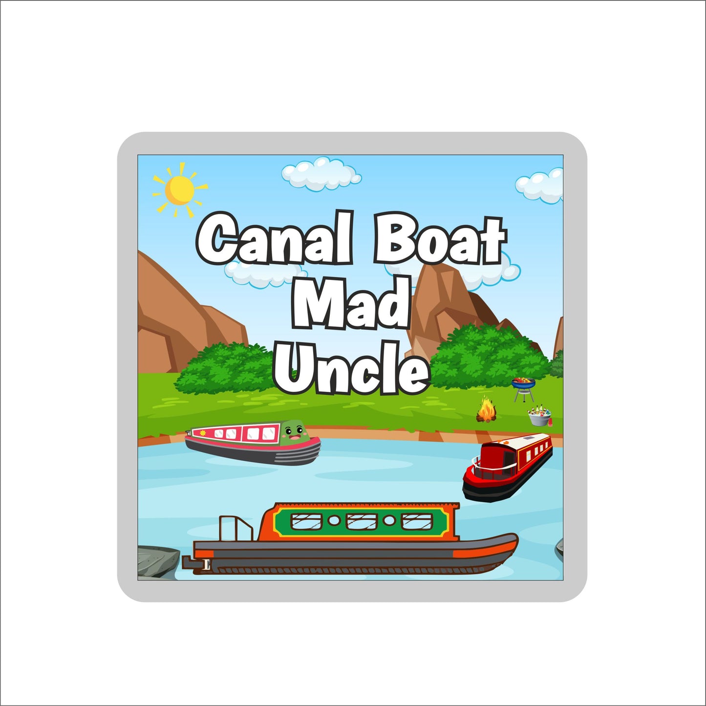 Uncle Canal Boat Coaster Gift - Canal Boat Mad Uncle - Nice Fun Cute Novelty Present