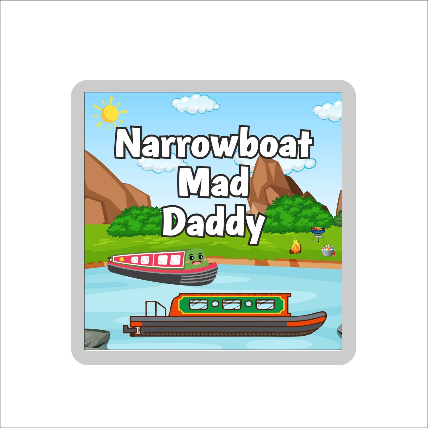Daddy Narrowboat Coaster Gift - Narrowboat Mad Daddy - Nice Fun Cute Novelty Present