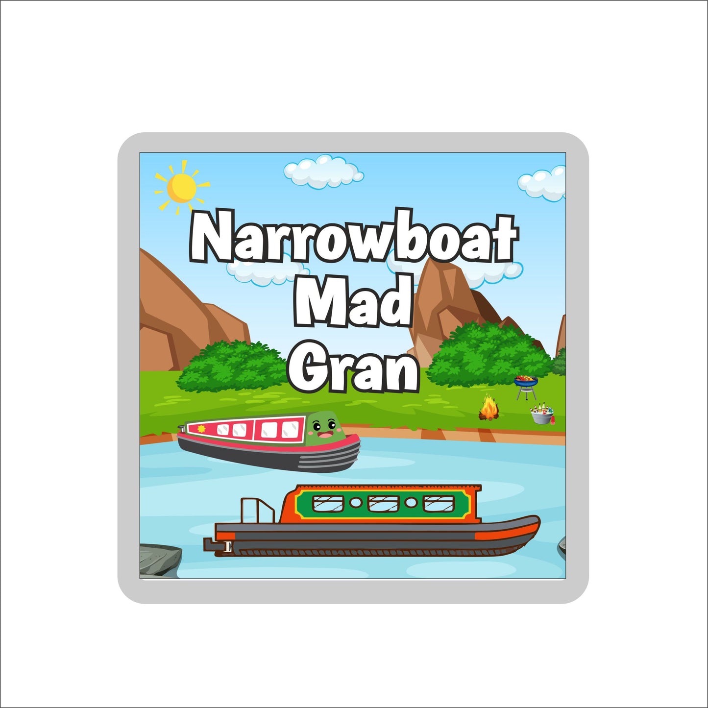 Gran Narrowboat Coaster Gift - Narrowboat Mad Gran - Nice Fun Cute Novelty Present