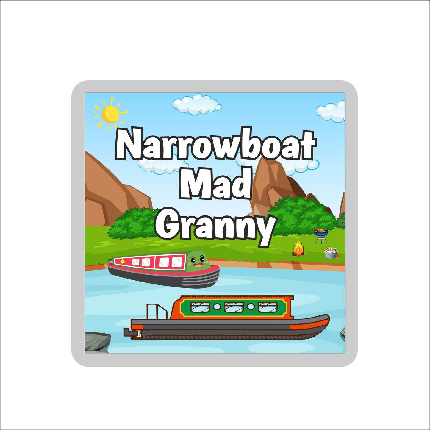 Granny Narrowboat Coaster Gift - Narrowboat Mad Granny - Nice Fun Cute Novelty Present