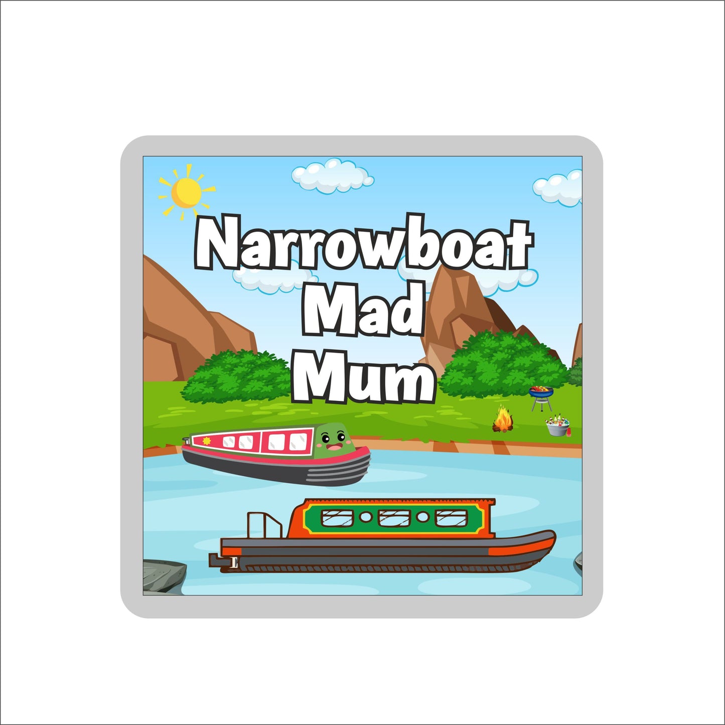 Mum Narrowboat Coaster Gift - Narrowboat Mad Mum - Nice Fun Cute Novelty Present