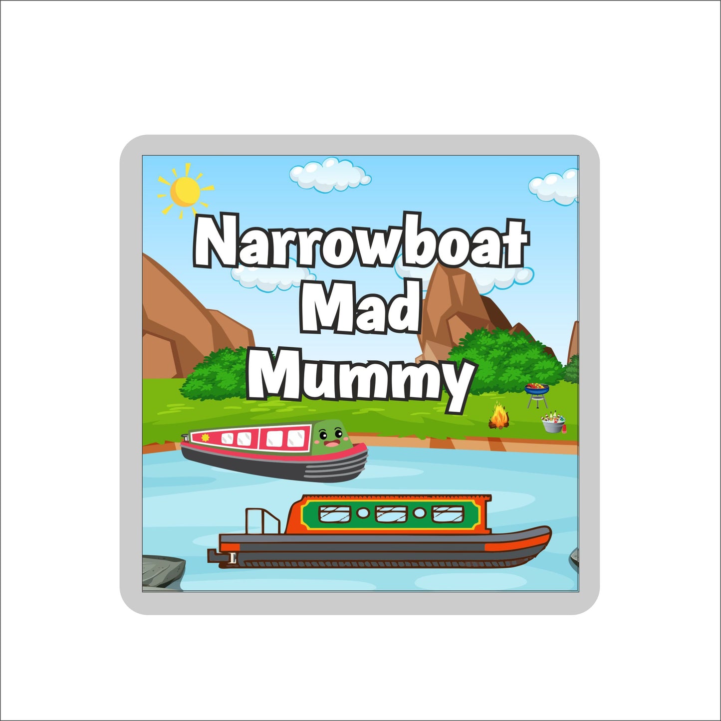 Mummy Narrowboat Coaster Gift - Narrowboat Mad Mummy - Nice Fun Cute Novelty Present