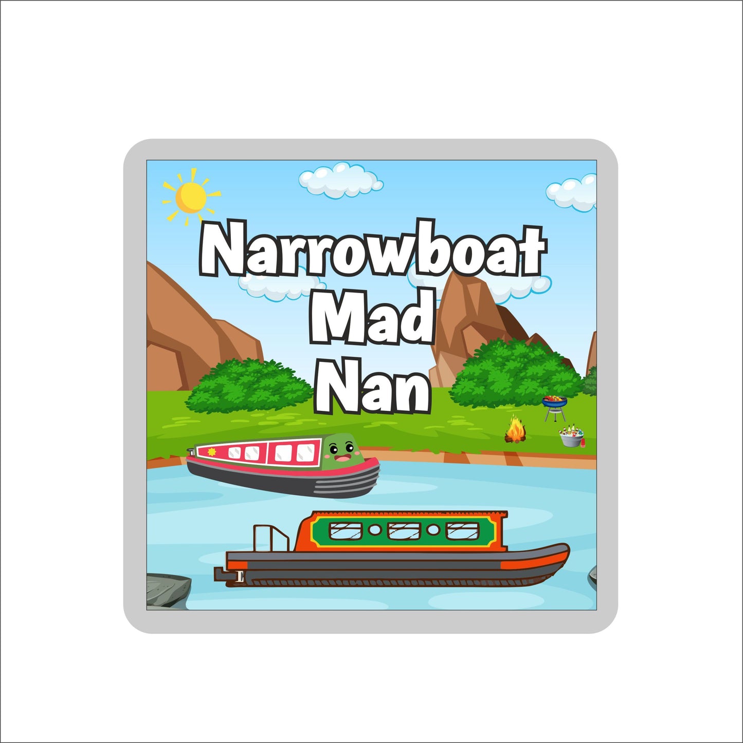 Nan Narrowboat Coaster Gift - Narrowboat Mad Nan - Nice Fun Cute Novelty Present