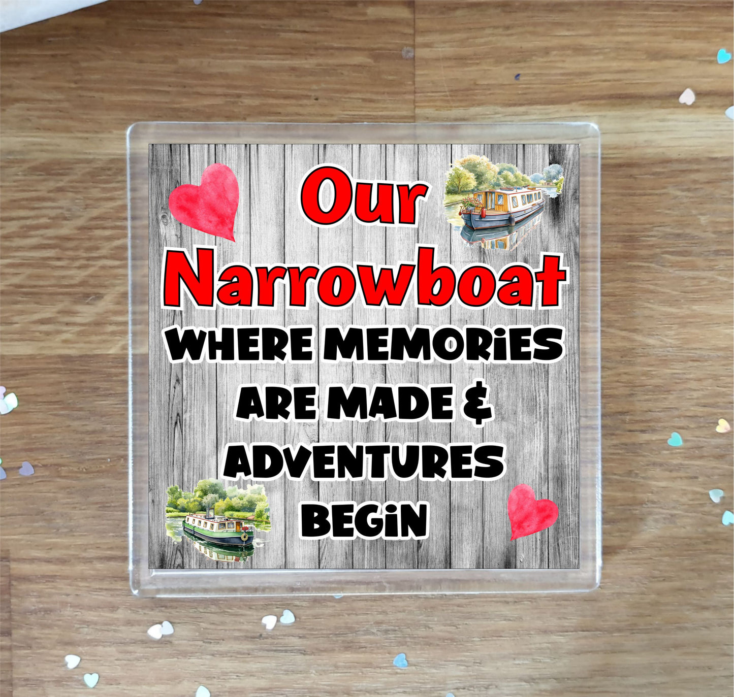 Narrowboat Coaster - Where Memories Are Made And Adventures Begin - Fun Canal Boat Novelty Holiday Gift