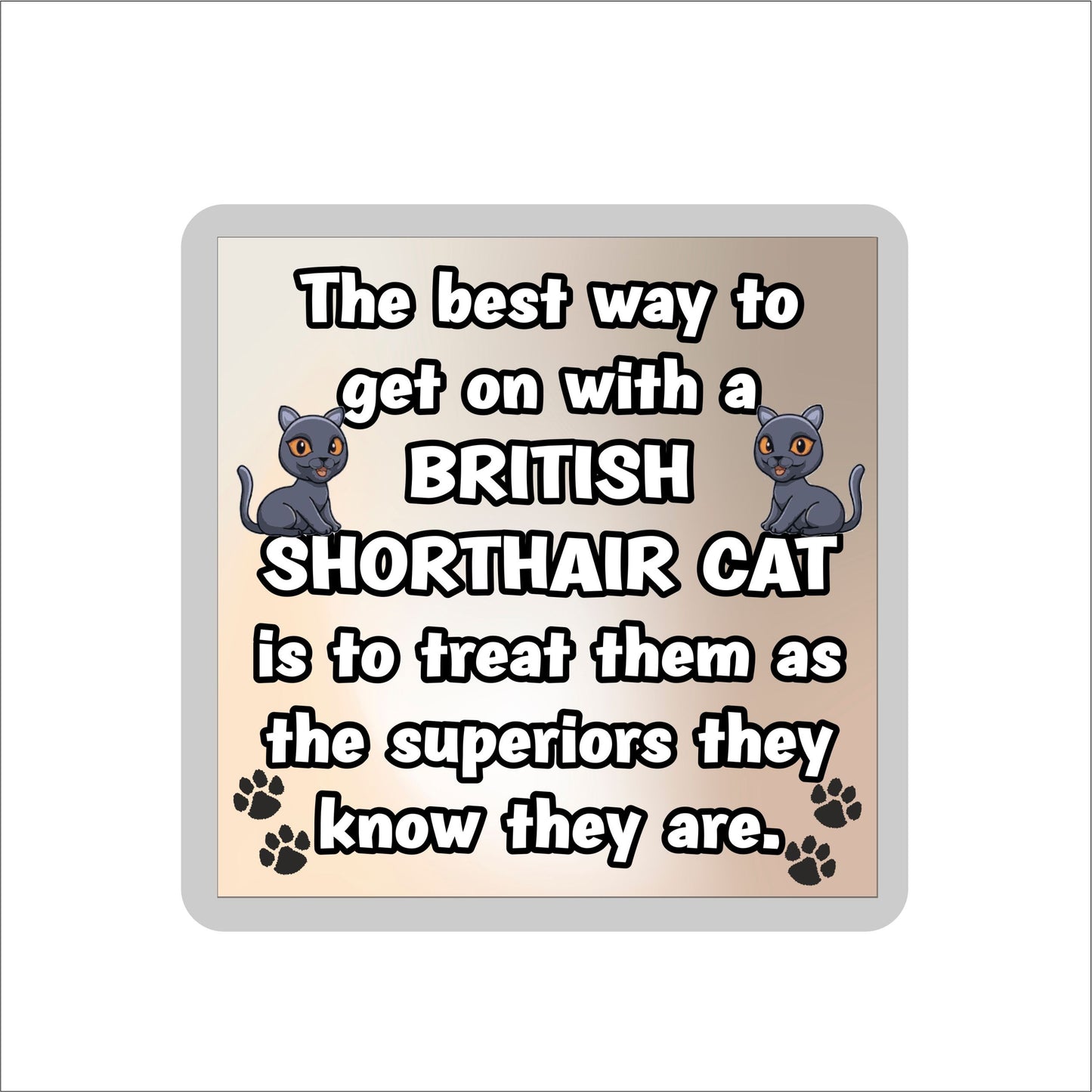 British Shorthair Cat Coaster Gift - The Best Way To Get On With A - Novelty Fun Cute Pet Owner Birthday Christmas Present