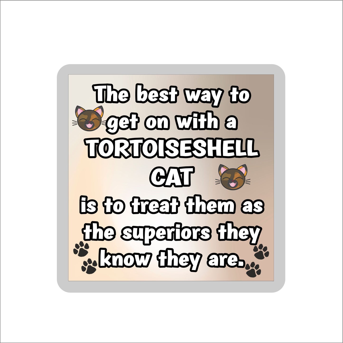 Tortoiseshell Cat Coaster Gift - The Best Way To Get On With A - Novelty Fun Cute Pet Owner Birthday Christmas Present
