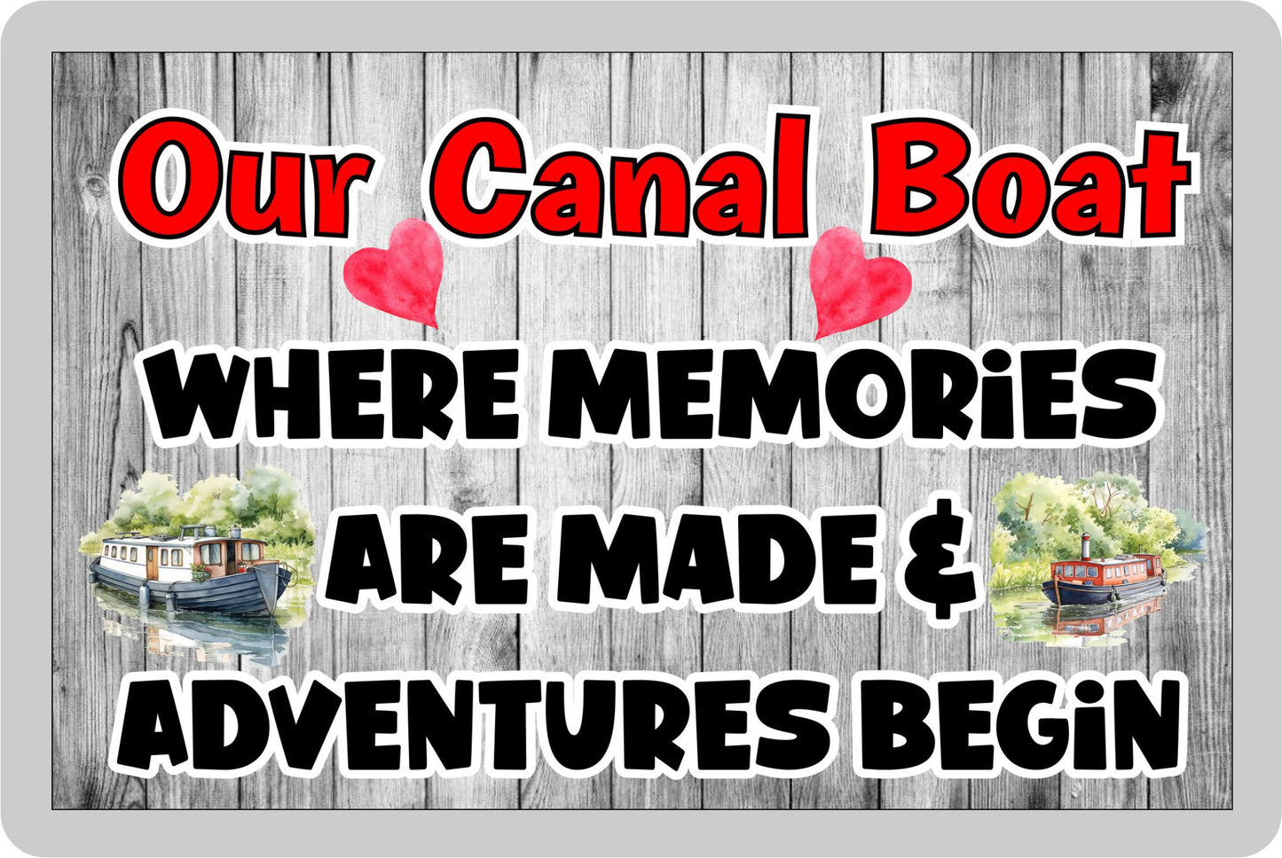 Canal Boat Fridge Magnet Gift - Where Memories are Made and Adventures Begin - Fun Cute Holiday Novelty Present