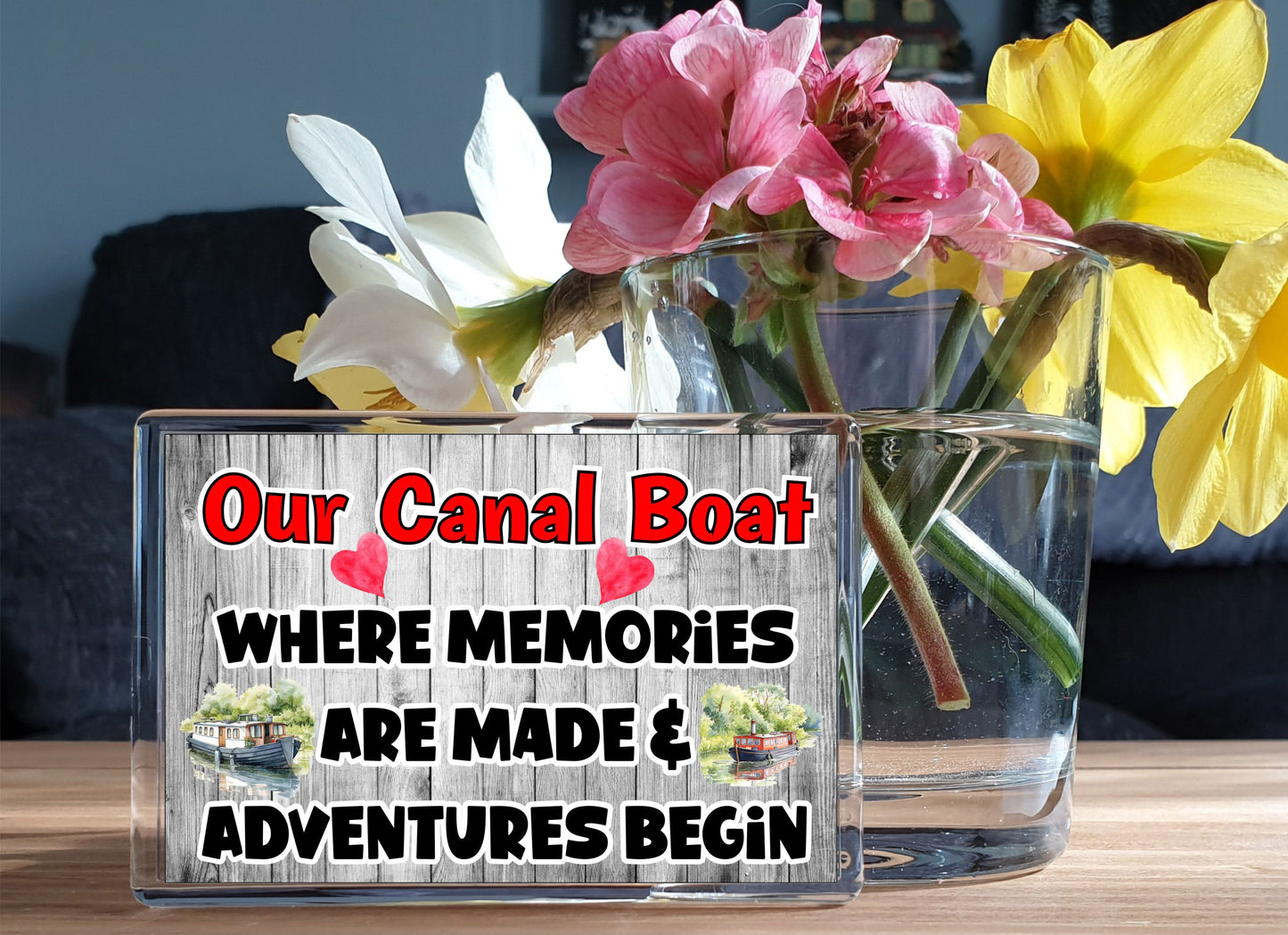 Canal Boat Fridge Magnet Gift - Where Memories are Made and Adventures Begin - Fun Cute Holiday Novelty Present