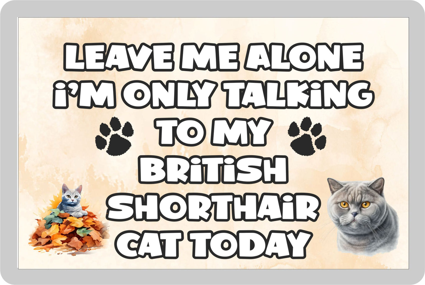 Cat Fridge Magnet Gift - Leave Me Alone I'm Only Talking To My British Shorthair Cat Today - Novelty Fun Cute Pet Owner Present (Copy)