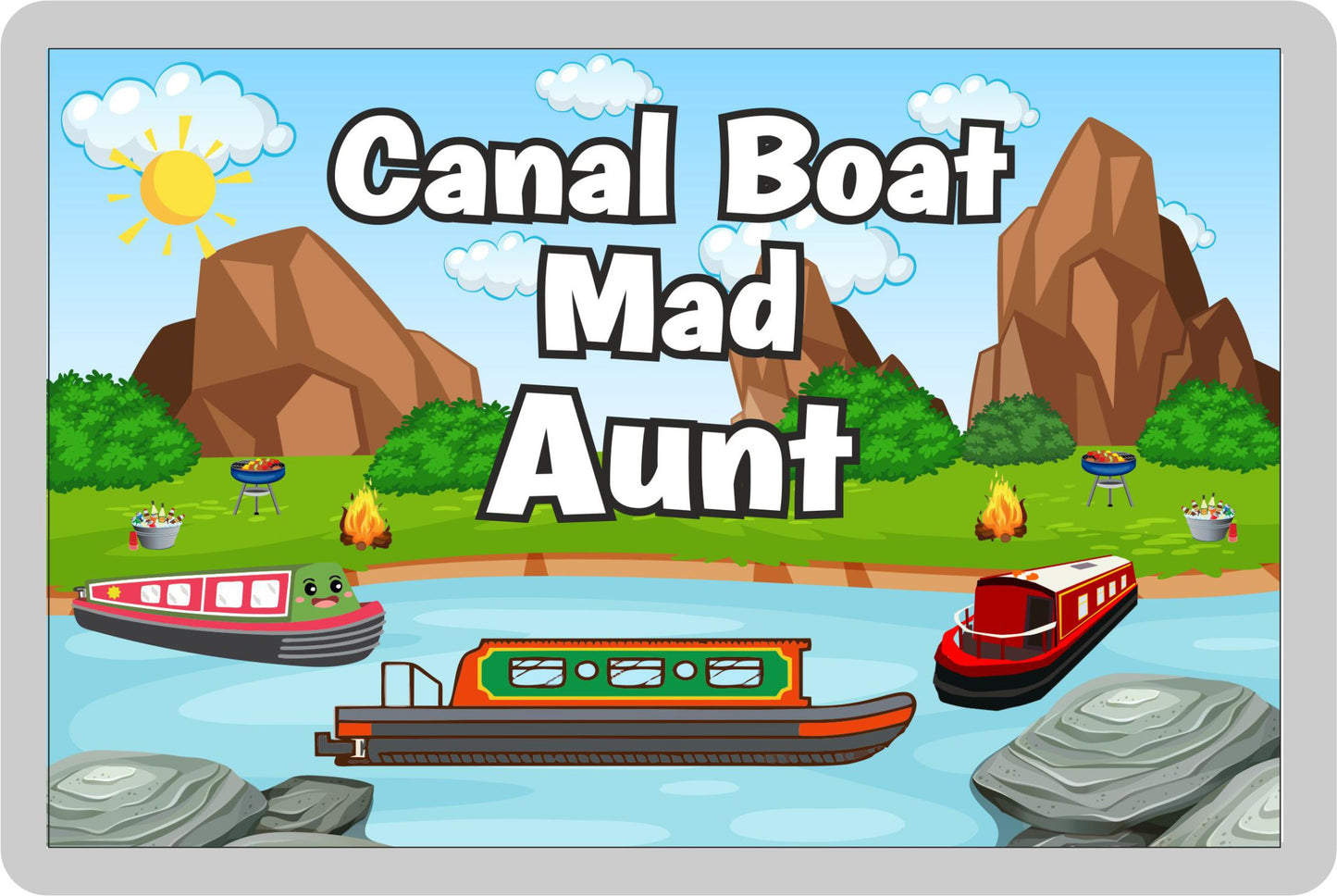Aunt Canal Boat Fridge Magnet - Canal Boat Mad Aunt - Cute Fun Family Holiday Novelty Birthday Gift
