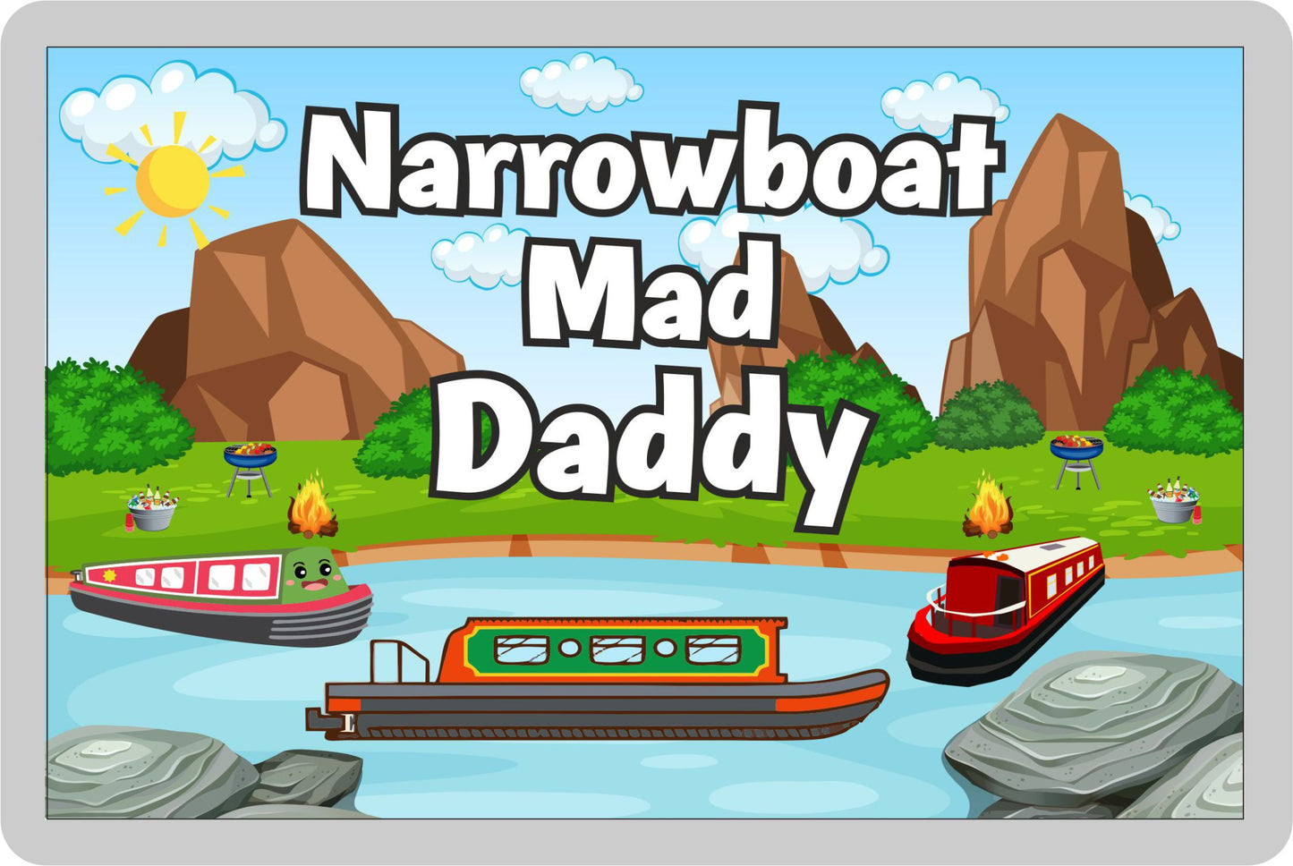 Daddy Narrowboat Fridge Magnet - Narrowboat Mad Daddy - Cute Fun Family Holiday Novelty Birthday Gift