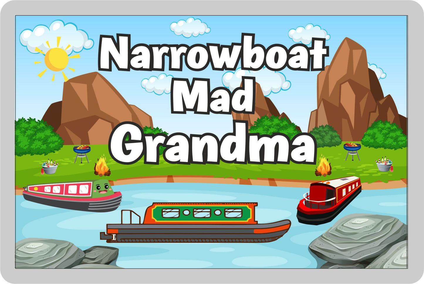 Grandma Narrowboat Fridge Magnet - Narrowboat Mad Grandma - Cute Fun Family Holiday Novelty Birthday Gift