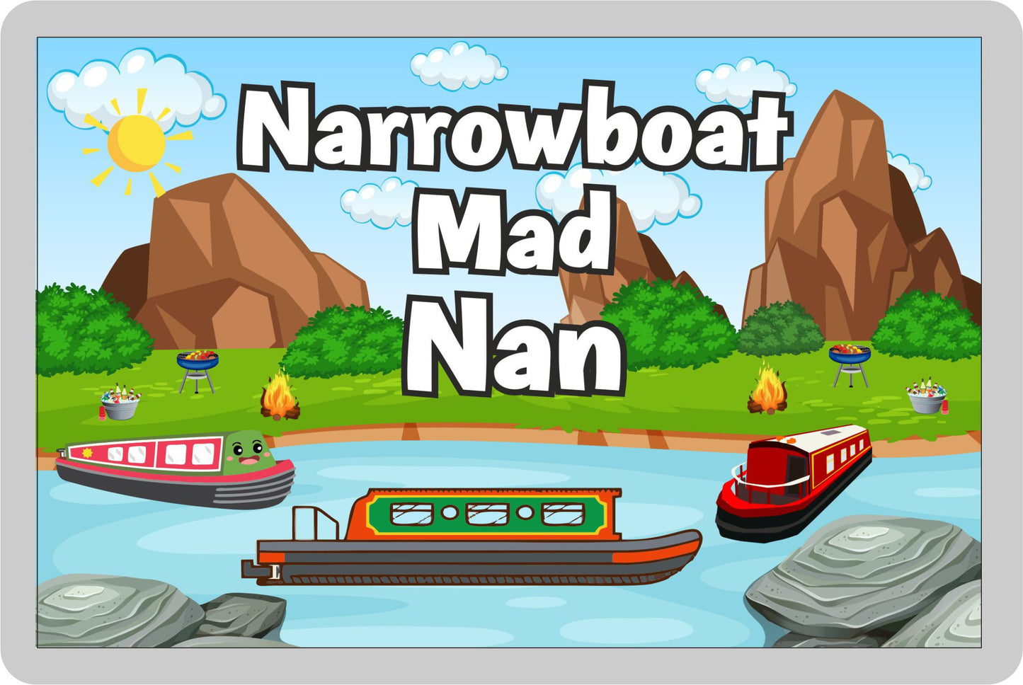 Nan Narrowboat Fridge Magnet - Narrowboat Mad Nan - Cute Fun Family Holiday Novelty Birthday Gift