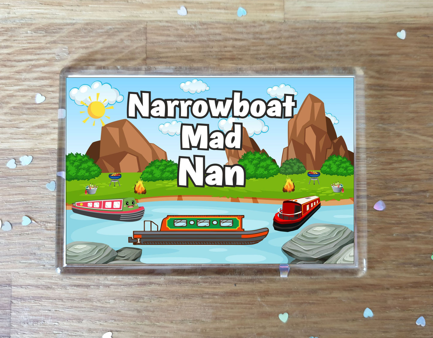 Nan Narrowboat Fridge Magnet - Narrowboat Mad Nan - Cute Fun Family Holiday Novelty Birthday Gift