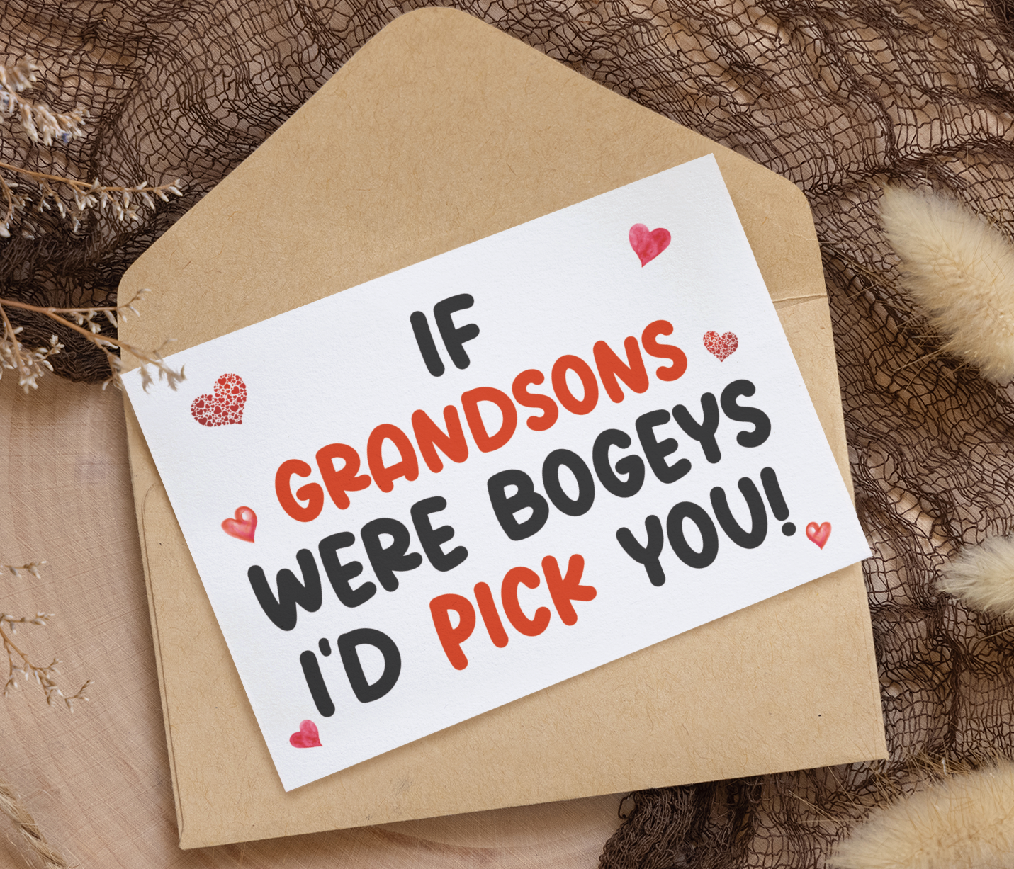 Grandson Birthday Card - If * Were Bogeys I'd Pick You - Nice Funny Cute Novelty Greeting Card