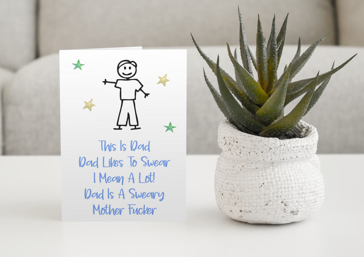 Dad Birthday Card - This Is Dad, He Is A Sweary Mother Fucker - Fun Cute Rude Novelty Greeting Card