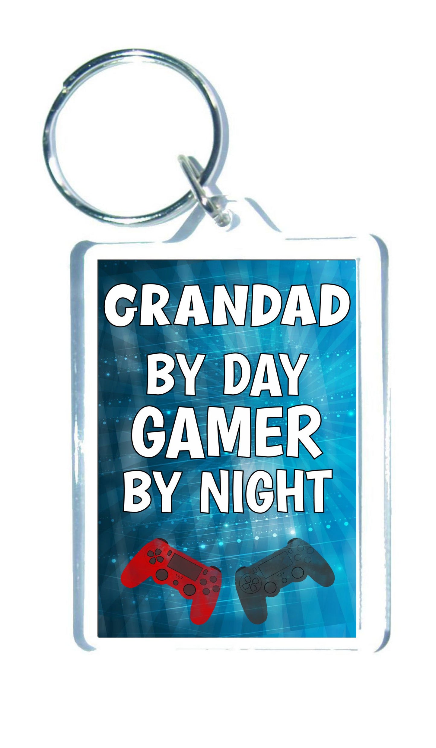 Grandad Gaming PS4 Keyring Gift - Grandad By Day Gamer By Night - Cute Fun Cheeky Novelty Present