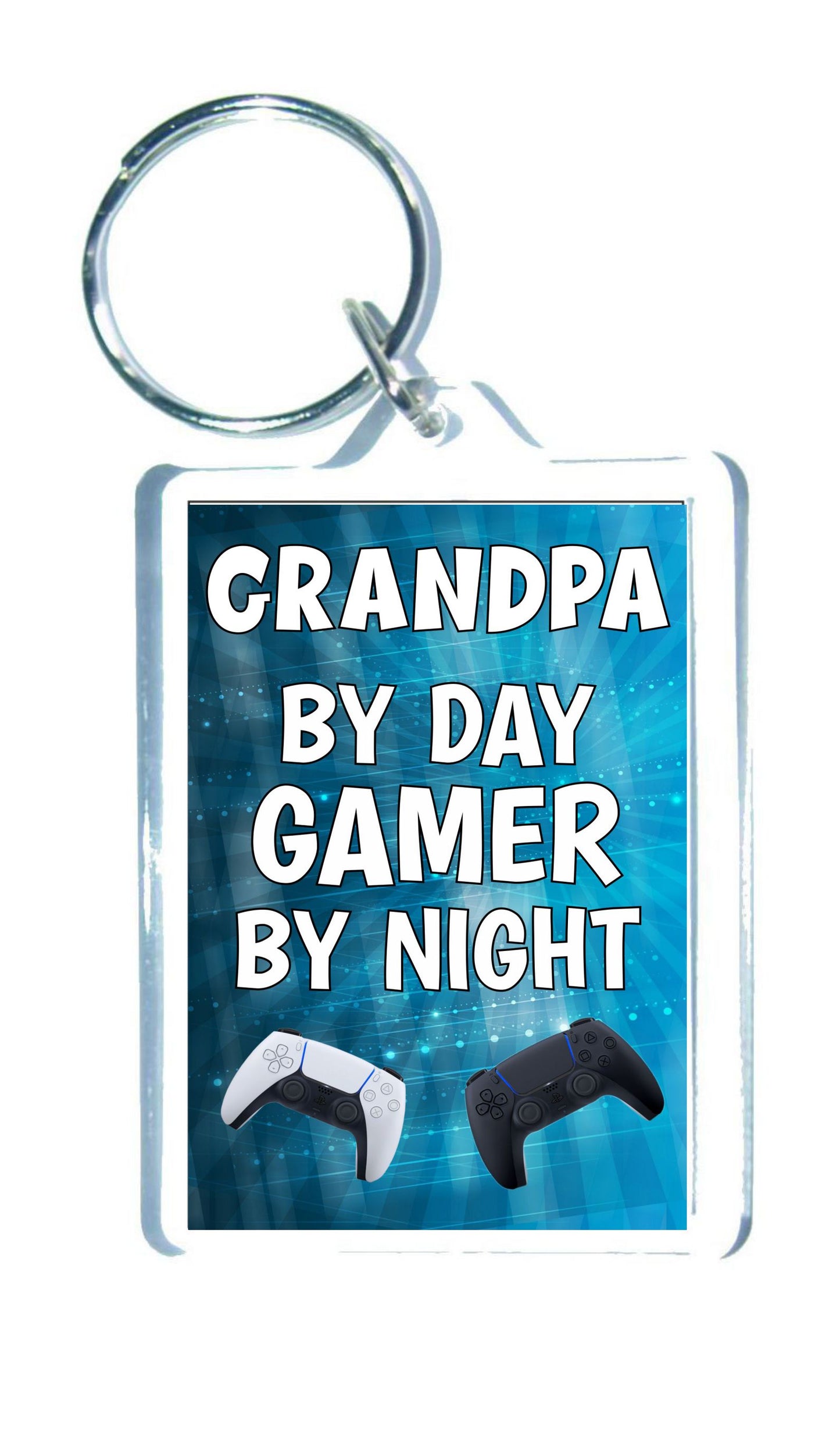 Grandpa Gaming PS5 Keyring Gift - Grandpa By Day Gamer By Night - Cute Fun Cheeky Novelty Present