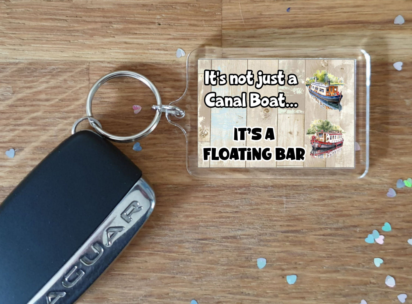 Canal Boat Keyring - It's Not Just A * It's A Floating Bar - Cute Fun Novelty Holiday Present
