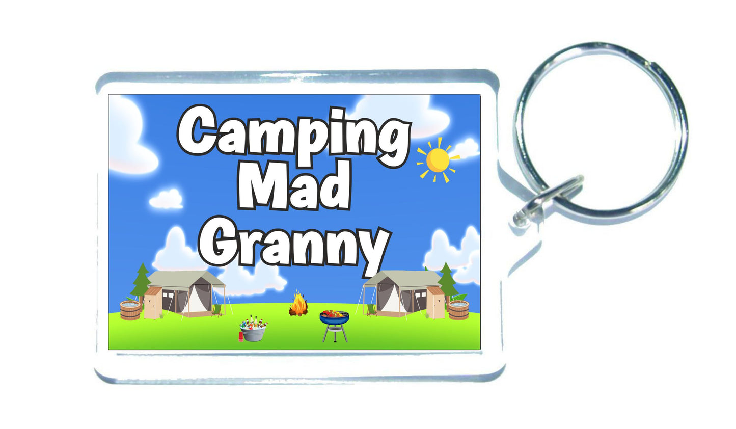 Granny Camping Keyring Gift - Camping Mad Granny - Fun Cute Novelty Holiday Present