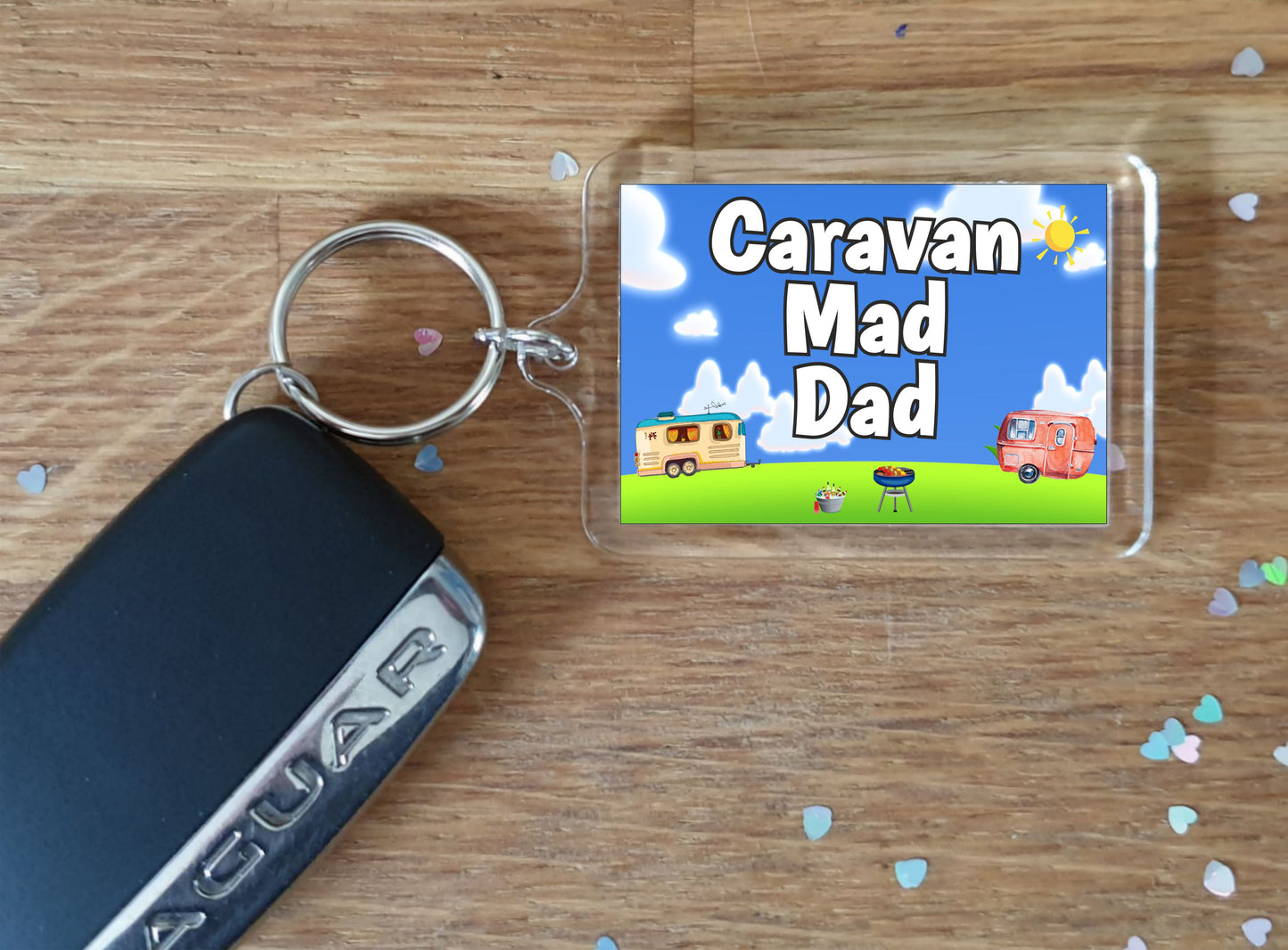 Dad Caravan Keyring Gift - Caravan Mad Dad - Fun Cute Novelty Holiday Present