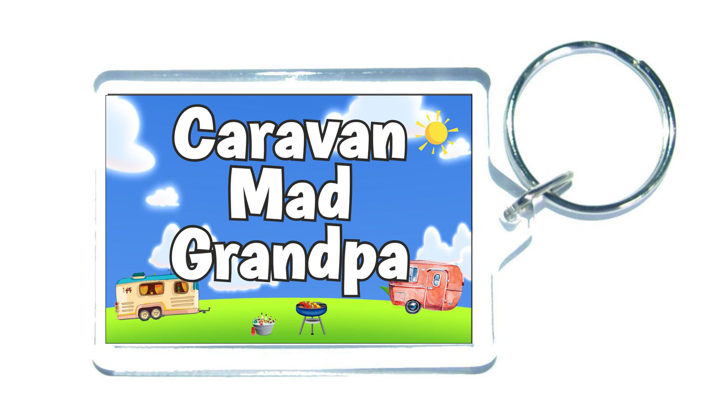 Grandpa Caravan Keyring Gift - Caravan Mad Grandpa - Fun Cute Novelty Holiday Present