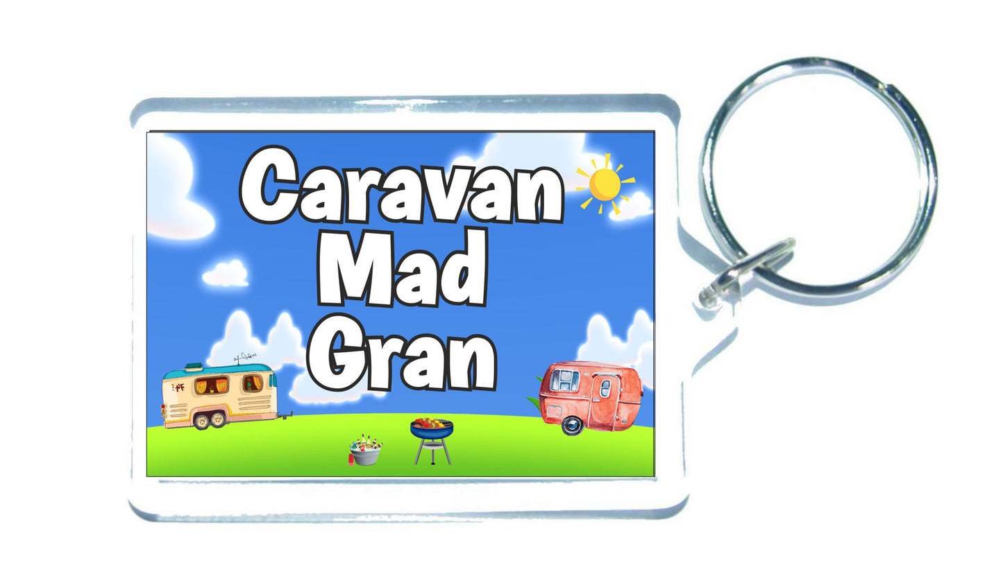 Gran Caravan Keyring Gift - Caravan Mad Gran - Fun Cute Novelty Holiday Present